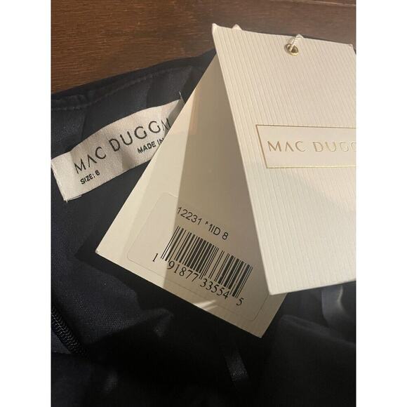 Mac Duggal Beaded Cuff Drop Shoulder Faux Wrap Gown Maxi Dress 8 Midnight Navy - Picture 6 of 15